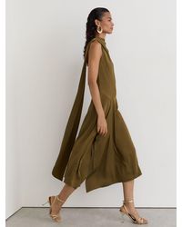 Reiss - Satin One-Shoulder Draped Midi Dress - Lyst