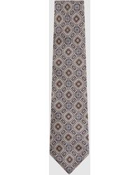 Reiss - Assisi - Grey Multi Silk Medallion Print Tie, One - Lyst