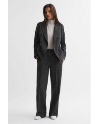 Reiss - Iria - Grey Melange Petite Double Breasted Wool Blend Suit Blazer - Lyst