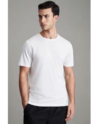 Reiss - Melrose - Optic White Cotton Crew Neck T-shirt, Uk X-large - Lyst