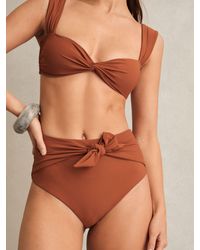 Reiss - High Waist Tie Front Bikini Bottoms - Lyst