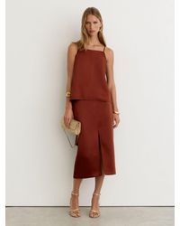 Reiss - Satin Straight Midi Skirt - Lyst