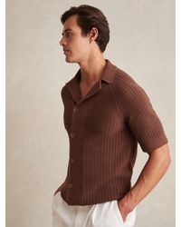 Reiss - Cotton Textured-Knit Cuban-Collar Shirt - Lyst
