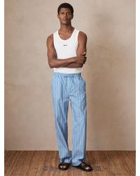 Reiss - Chica - Bright Blue/white | Ché Poplin Stripe Trousers, L - Lyst