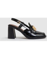 Reiss - Patent Leather Slingback Heeled Loafers - Lyst