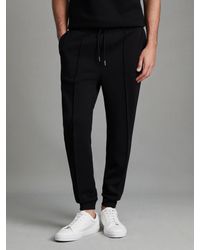Reiss - Premier - Black Atelier Drawstring Jersey Joggers - Lyst