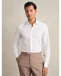 Reiss - Remote - White Regular Fit Regular-fit Cotton-satin Stripe Shirt, Us 16.5 - Lyst