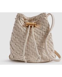 Reiss - Berti - White Woven Leather Bucket Bag, One - Lyst
