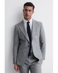 Reiss - Arrow - Soft Grey Slim Fit Single Breasted Wool Blend Blazer, Uk 46 - Lyst