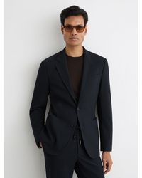 Reiss - Athlete - Navy Tailored Fit Jersey Single-breasted Suit Blazer, 40 - Lyst