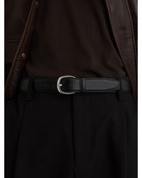Reiss - Pierced-Leather Curved-Buckle Belt - Lyst