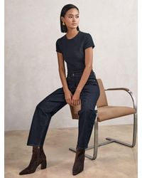 Reiss - Selin - Dark Blue Petite Mid-rise Straight-leg Jeans, Us 8 - Lyst