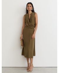 Reiss - Drape-Detail Band-Collar Midi Dress - Lyst