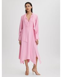 Reiss - Tie Neck Zip Front Mini Dress - Lyst