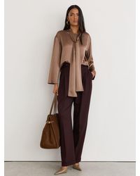 Reiss - Silk Tie-Neck Long-Sleeve Blouse - Lyst