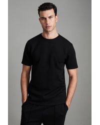 Reiss - Bradley - Black Interlock Jersey Crew Neck T-shirt, Xs - Lyst
