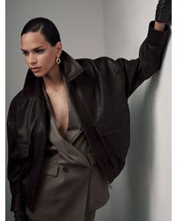Reiss - Grained-Leather Twin-Pocket Relaxed Jacket - Lyst
