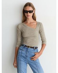 Reiss - Asymmetric Metallic Long-Sleeve Top - Lyst