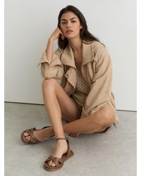 Reiss - Leather Plaited-Detail Flat Sandals - Lyst