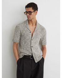 Reiss - Marled Cuban-Collar Knitted Shirt - Lyst