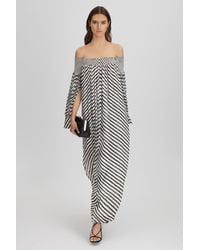 Reiss - Fabia Bardot Striped Woven Maxi Dress - Lyst