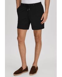 Reiss - Newmark - Black Textured Drawstring Shorts, 32 - Lyst