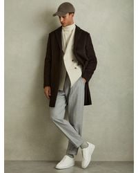 Reiss - Gable - Chocolate Brown Wool Blend Single Breasted Epsom Overcoat, Xs - Lyst