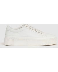 Reiss - Grained Leather Platform Trainers - Lyst