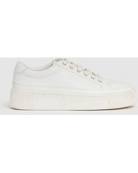 Reiss - Grained Leather Platform Trainers - Lyst