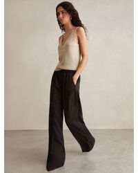 Reiss - Remi - Chocolate Brown Petite Elasticated Side Stripe Wide Leg Trousers, Us 2 - Lyst