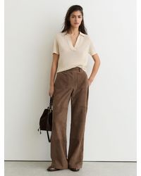Reiss - Priya - Taupe Neutral Suede Patch-pocket Flared Trousers, Us 12 R - Lyst