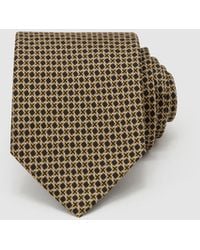 Reiss - Varcare - Navy/yellow Silk Geometric Cross-print Tie, One - Lyst