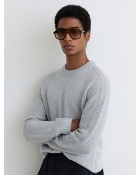 Reiss - Wool-Blend Rib-Detail Crew-Neck Jumper - Lyst