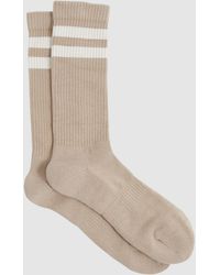 Reiss - Taupe & Ecru Cotton-Blend Double-Stripe Socks, M & L - Lyst