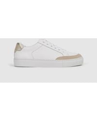 Reiss - Ashley - Gold Low Top Leather Trainers, Us 7.5 - Lyst