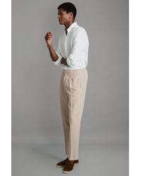 Reiss - Pact - Stone Relaxed Cotton Blend Elasticated Waist Trousers - Lyst
