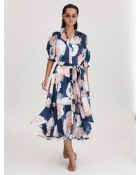 LEO LIN - Leo Printed Bishop Sleeve Midi Dress, - Resort & Holiday Wear - Lyst
