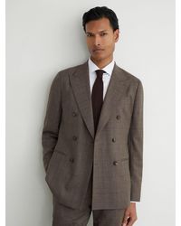 Reiss - Db Wool-Blend Check Double-Breasted Suit Blazer Classic-Fit - Lyst