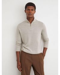 Reiss - Merino Wool Half-Zip Funnel-Neck Jumper - Lyst