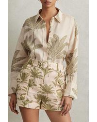 Reiss - Cali - Neutral Linen Tropical Print Shorts - Lyst