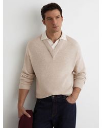 Reiss - Wool V-Neck Contrast-Collar Jumper - Lyst