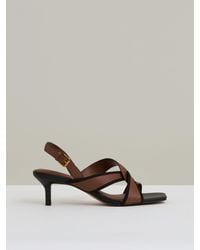 Reiss - Leather Link-Strap Low-Heel Sandals - Lyst