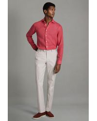 Reiss - Ruban - Coral Linen Button-through Shirt - Lyst