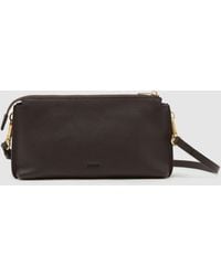 Reiss - Muriel - Brown Leather Double-pouch Crossbody Bag, One - Lyst