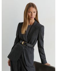 Reiss - Leather Rounded-Buckle Belt - Lyst