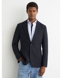 Reiss - Tailored - Navy Carson Flannel Single-breasted Blazer Tailored-fit With Wool, 42 - Lyst