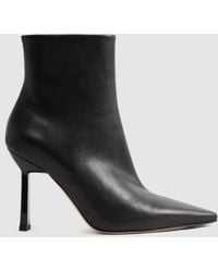Reiss - Scarlett - Black Atelier Italian Leather Heeled Ankle Boots - Lyst