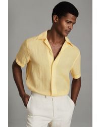 Reiss - Beldi - Melon Relaxed Linen Cuban Collar Shirt - Lyst