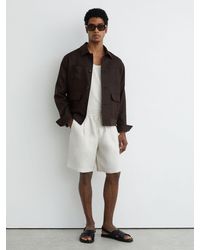 Reiss - Short - Stone Barges Short Linen Drawstring Shorts, 28 - Lyst