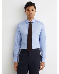 Reiss - Reg - Mid Blue Remote Reg Cotton Satin Cutaway Collar Shirt, Us 14.5 R - Lyst
